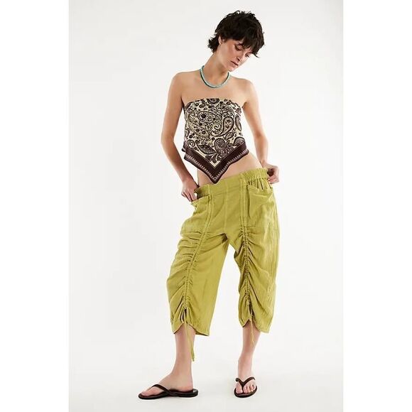Free People Gianna Ruched Gaucho Pull-On Pants Size M - Picture 1 of 9